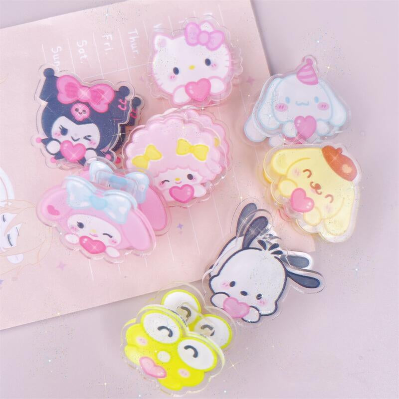 Double Sided Charms Acrylic Paper Binder Clips Clamp Sanrio Mikko Kirby Winnie the Pooh Lotso My Little Pony Toy Story