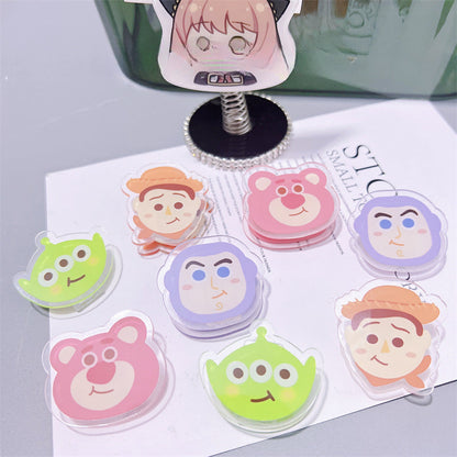 Double Sided Charms Acrylic Paper Binder Clips Clamp Sanrio Mikko Kirby Winnie the Pooh Lotso My Little Pony Toy Story