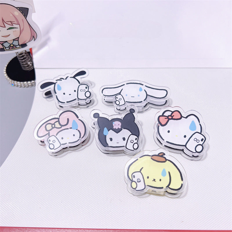 Double Sided Charms Acrylic Paper Binder Clips Clamp Sanrio Mikko Kirby Winnie the Pooh Lotso My Little Pony Toy Story