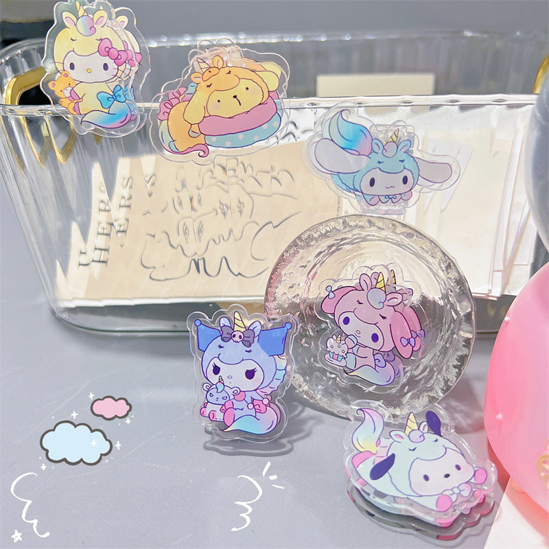 Double Sided Charms Acrylic Paper Binder Clips Clamp Sanrio Mikko Kirby Winnie the Pooh Lotso My Little Pony Toy Story