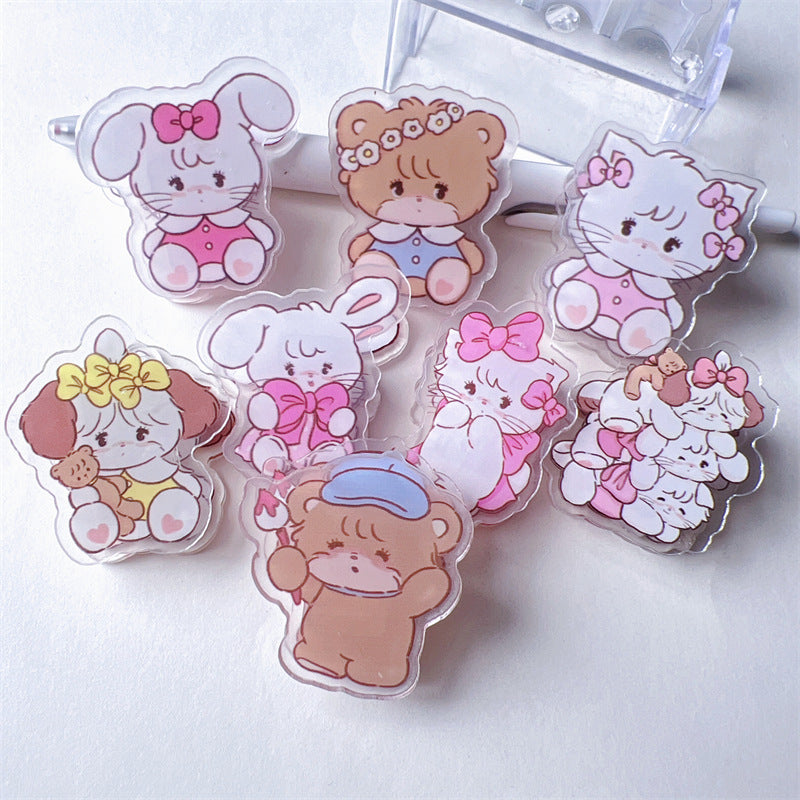 Double Sided Charms Acrylic Paper Binder Clips Clamp Sanrio Mikko Kirby Winnie the Pooh Lotso My Little Pony Toy Story