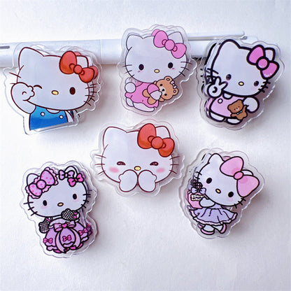 Double Sided Charms Acrylic Paper Binder Clips Clamp Sanrio Mikko Kirby Winnie the Pooh Lotso My Little Pony Toy Story