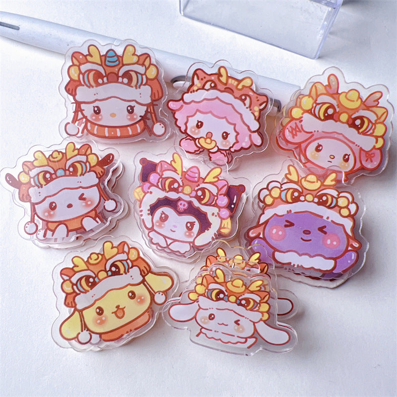 Double Sided Charms Acrylic Paper Binder Clips Clamp Sanrio Mikko Kirby Winnie the Pooh Lotso My Little Pony Toy Story