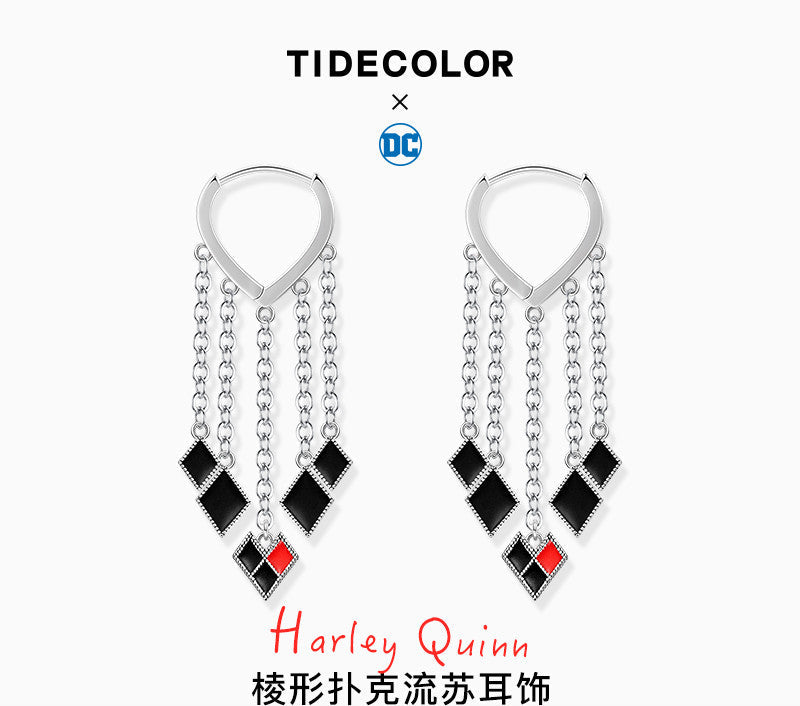 Harley Quinn Diamond Tassel 925 Sterling Silver Earrings