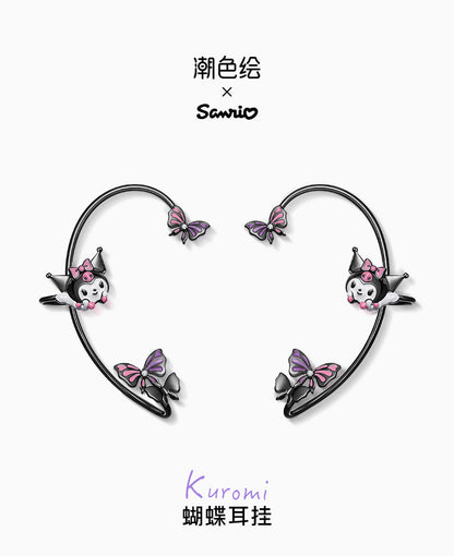 Kuromi Butterfly Ear Hooks Copper Earrings