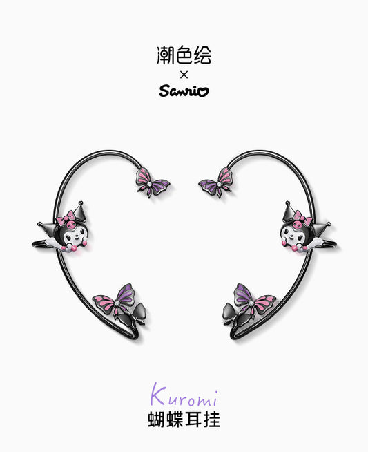 Kuromi Butterfly Ear Hooks Copper Earrings