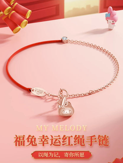 My Melody Lucky Red String 925 Sterling Silver Bracelet