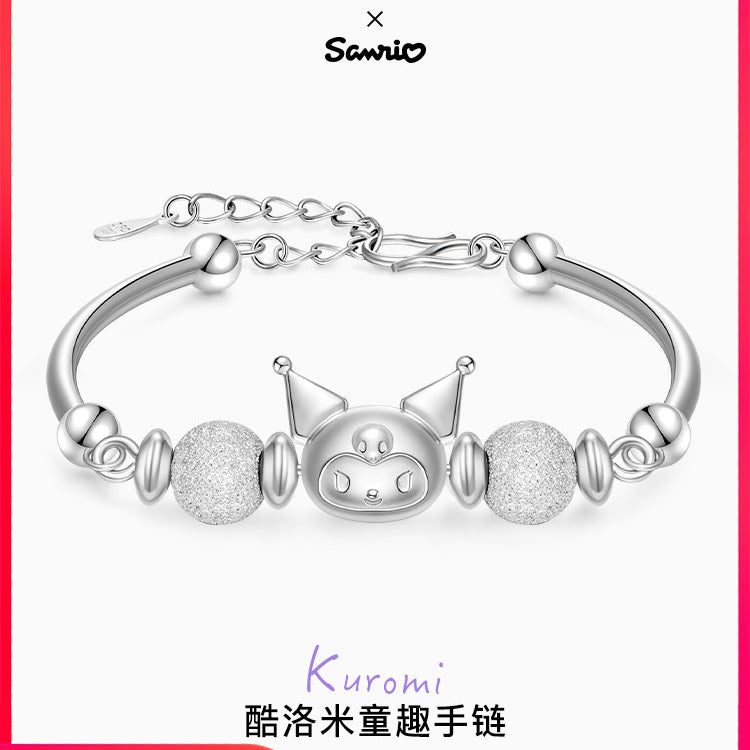 Kuromi 3D Crystal 18K Platinum Plated 925 Sterling Silver Bracelet