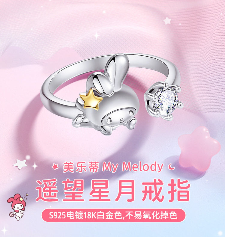 My Melody Star Moon 925 Sterling Silver Open Ring