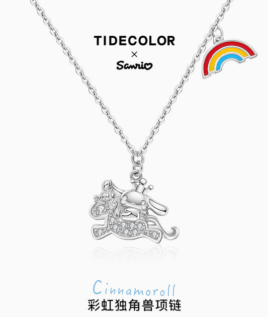 Cinnamoroll Rainbow Unicorn Pearl 925 Sterling Silver Necklace