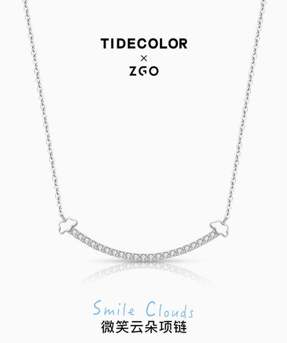 Smiley Clouds Zircon 925 Sterling Silver Necklace