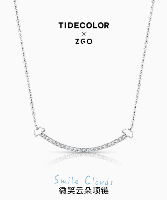 Smiley Clouds Zircon 925 Sterling Silver Necklace