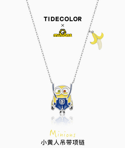 Minions Suspender Pants 925 Sterling Silver Necklace