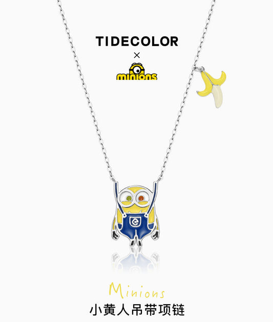 Minions Suspender Pants 925 Sterling Silver Necklace