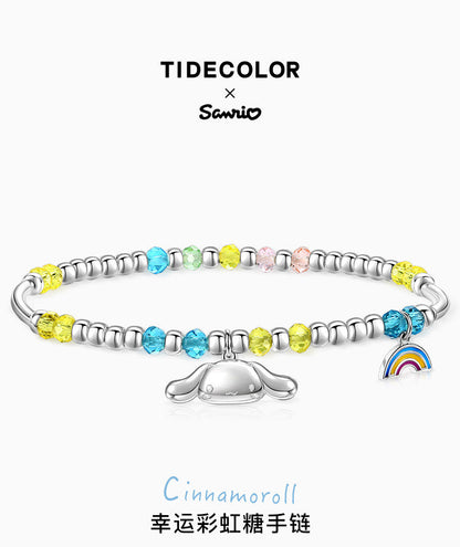 Cinnamoroll Rainbow 5-Color Glaze 925 Sterling Silver Bracelet