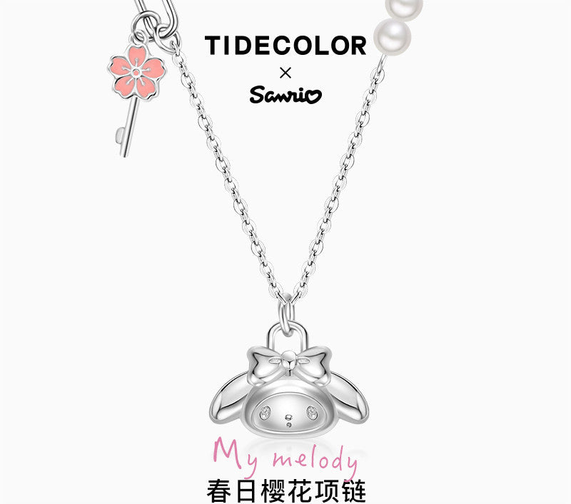 My Melody Sakura Key 925 Sterling Silver Pearl Necklace