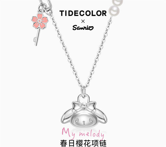 My Melody Sakura Key 925 Sterling Silver Pearl Necklace