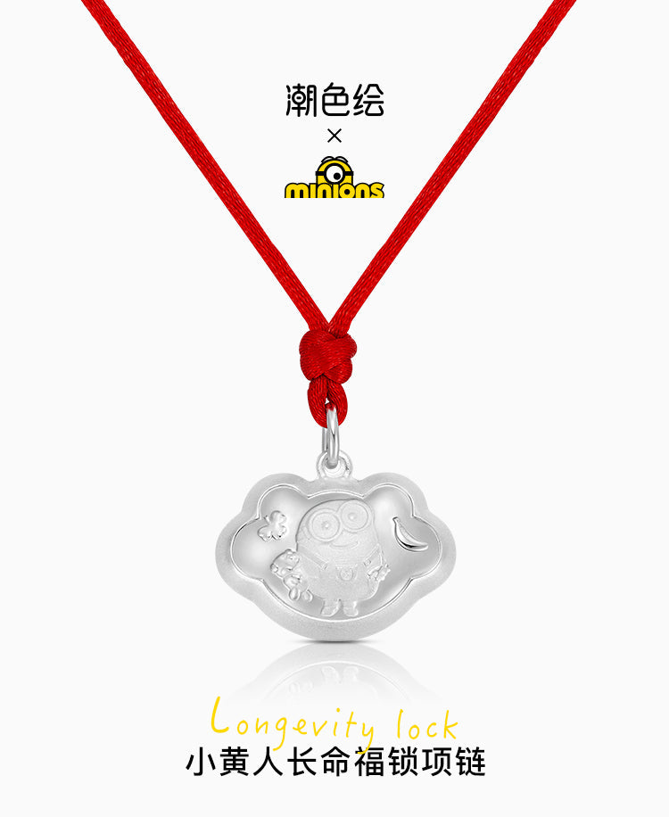 Minions Fotune Lock 999 Fine Silver Necklace