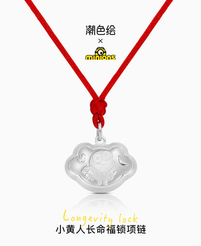 Minions Fotune Lock 999 Fine Silver Necklace