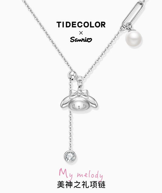 My Melody Pin Pearl Zircon 925 Sterling Silver Necklace