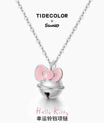 Hello Kitty Bow Lucky Bell 925 Sterling Silver Necklace