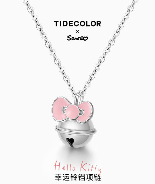 Hello Kitty Bow Lucky Bell 925 Sterling Silver Necklace