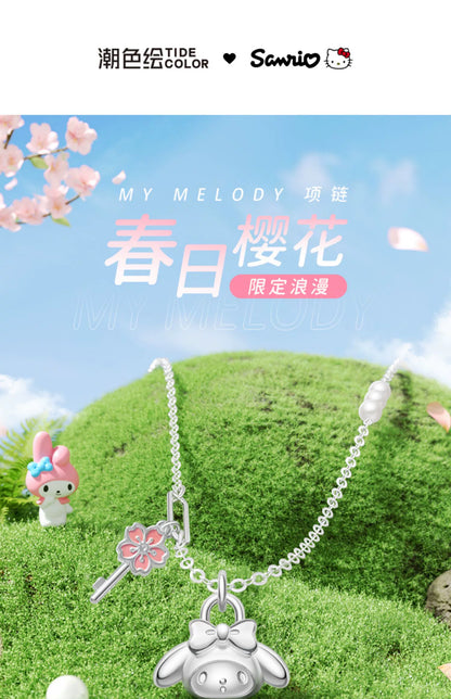 My Melody Sakura Key 925 Sterling Silver Pearl Necklace