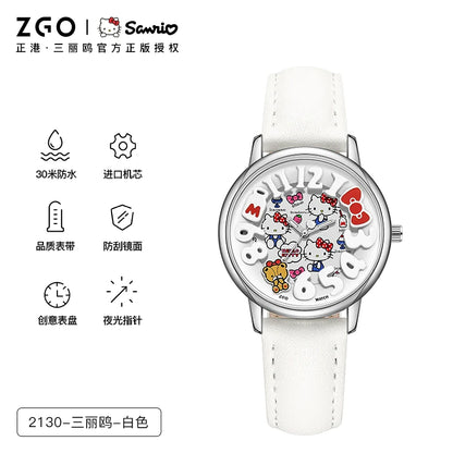 Hello Kitty Afternoon Tea Quartz Watch 30 Meter Waterproof Glow in the Dark