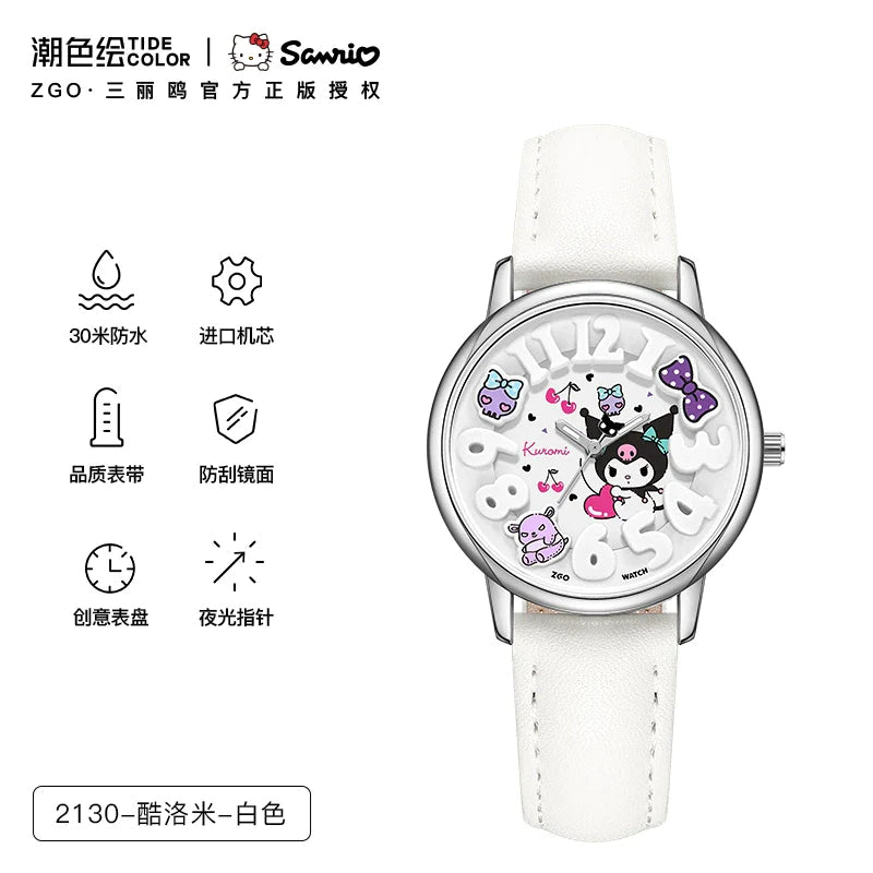 Kuromi Cherry Quartz Watch 30M Waterproof Glow in the Dark