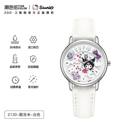 Kuromi Cherry Quartz Watch 30M Waterproof Glow in the Dark