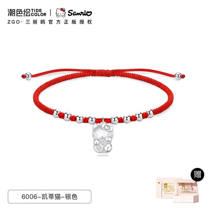 Hello Kitty Lucky Cat 925 Sterling Silver Ankle String