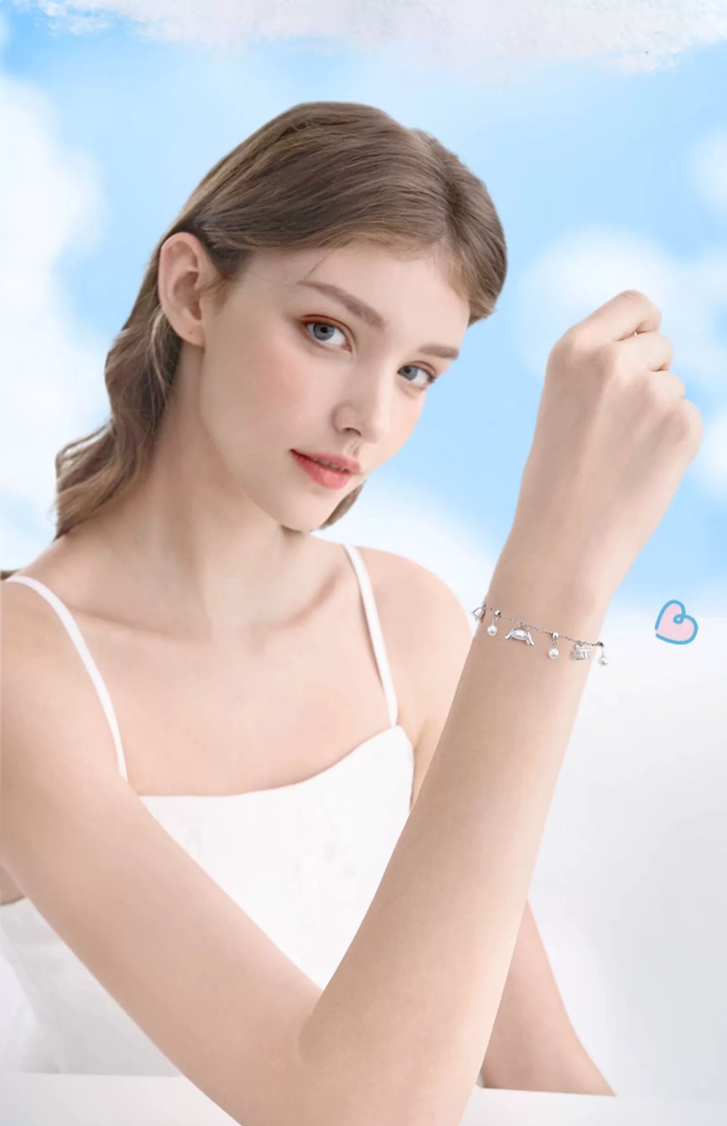 Cinnamoroll Bell Pearl 925 Sterling Silver Bracelet