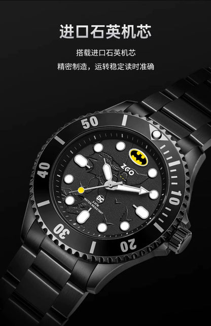 Batman Stainless Steel Quartz Sports Watch 50M Waterproof Glow in the Dark