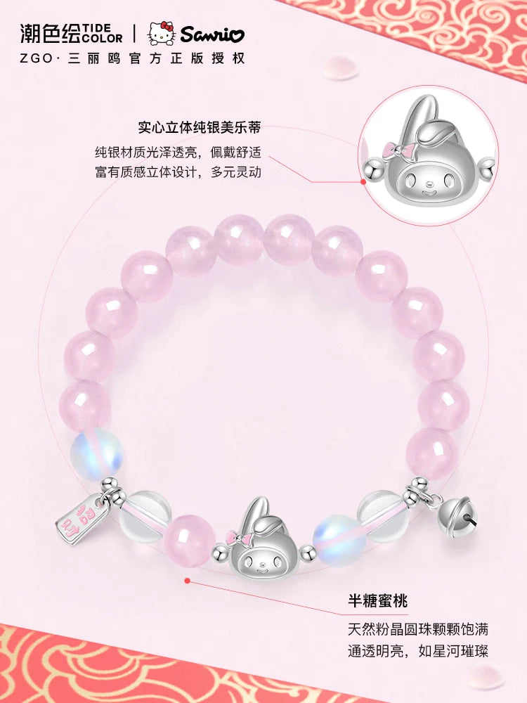 My Melody Lucky Bell Crystal 925 Sterling Silver Bracelet