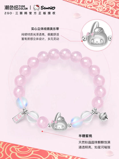 My Melody Lucky Bell Crystal 925 Sterling Silver Bracelet