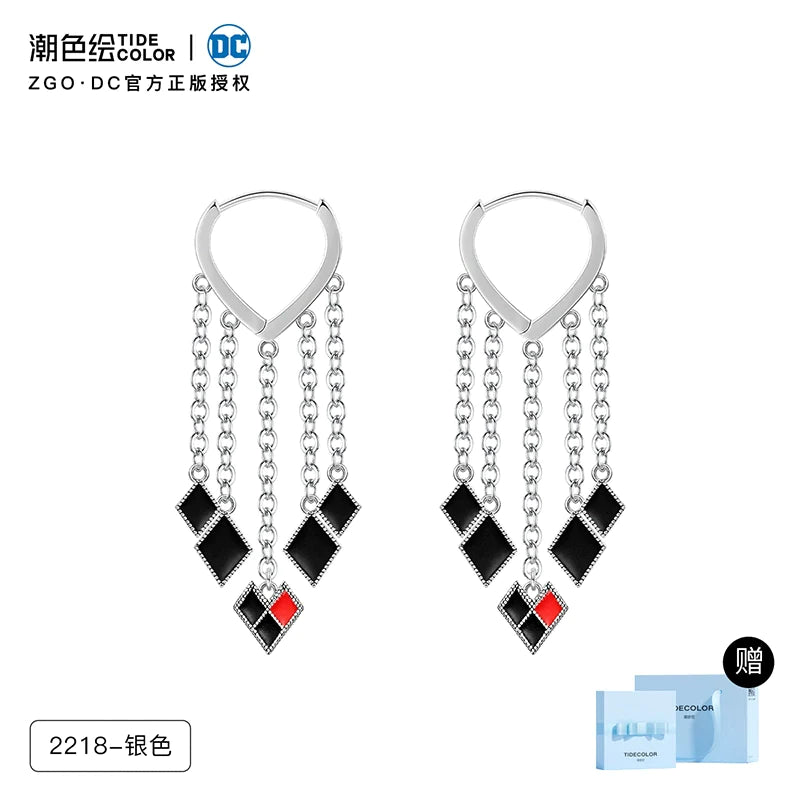 Harley Quinn Diamond Tassel 925 Sterling Silver Earrings