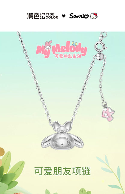 My Melody & Flat 925 Sterling Silver Necklace