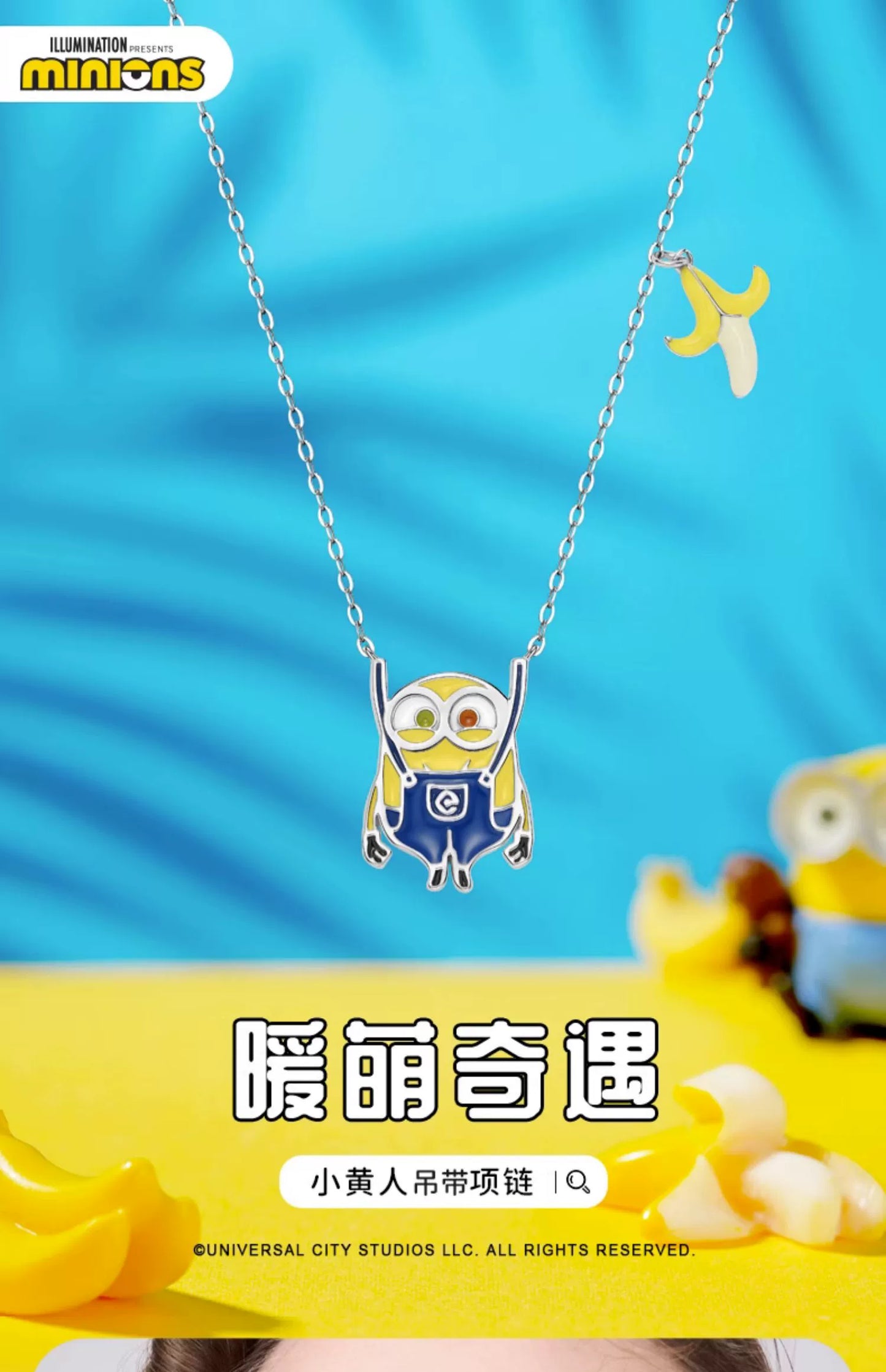 Minions Suspender Pants 925 Sterling Silver Necklace