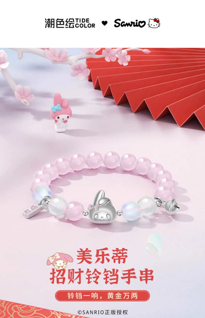 My Melody Lucky Bell Crystal 925 Sterling Silver Bracelet