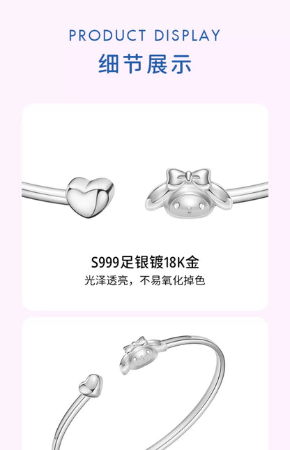 My Melody Heart 999 Fine Silver Bracelet