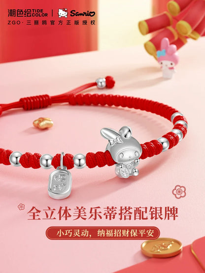 My Melody Fortune & Peace 925 Sterling Silver Red Wrist String