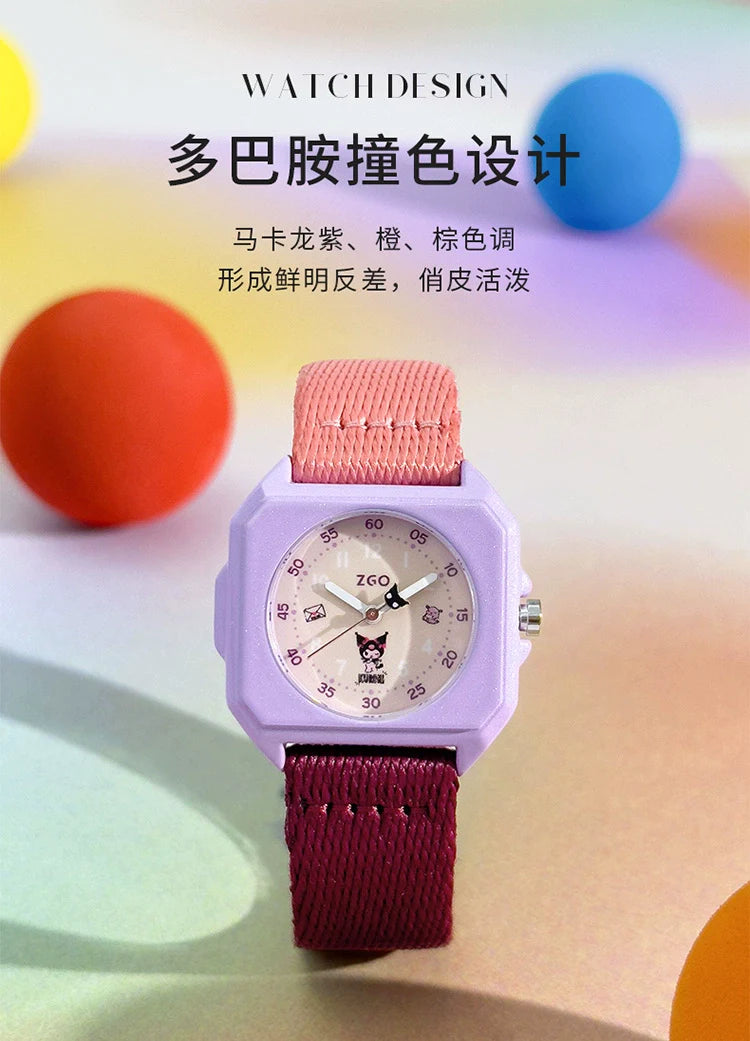 Kuromi Purple Stainless Steel Quartz Watch 30M Waterproof