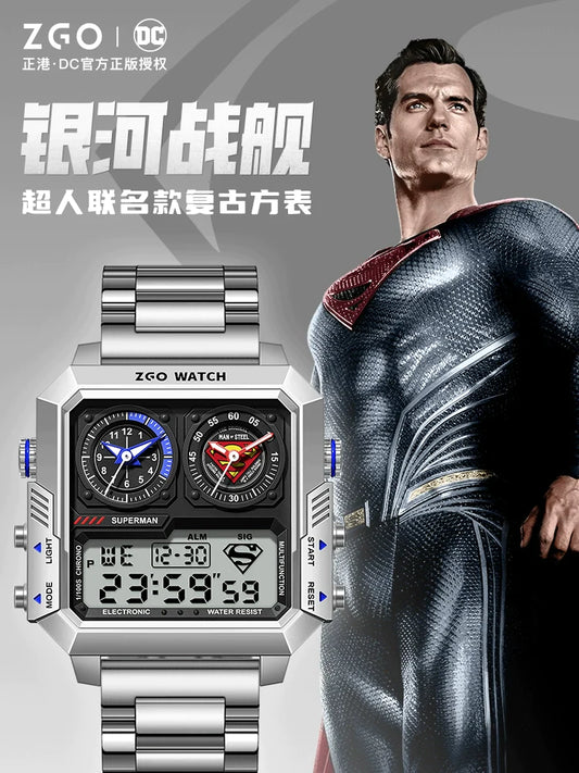 Superman Stainless Steel Smart Sports Watch 50M Waterproof Glow in the Dark