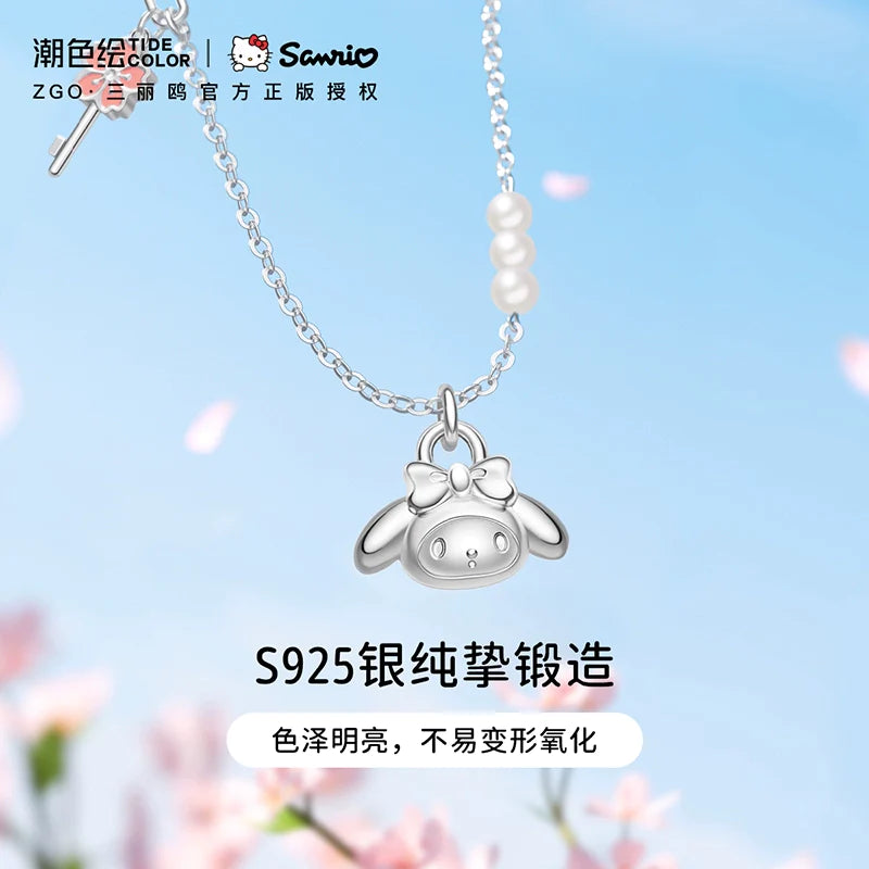 My Melody Sakura Key 925 Sterling Silver Pearl Necklace