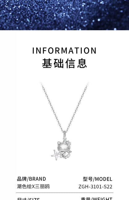 Hello Kitty Angel Lucky Star 925 Sterling Silver Necklace