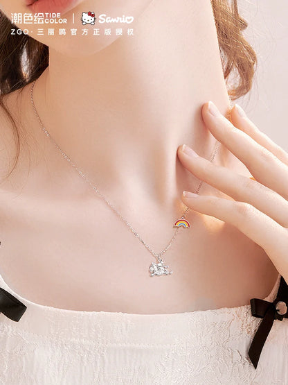 Cinnamoroll Rainbow Unicorn Pearl 925 Sterling Silver Necklace