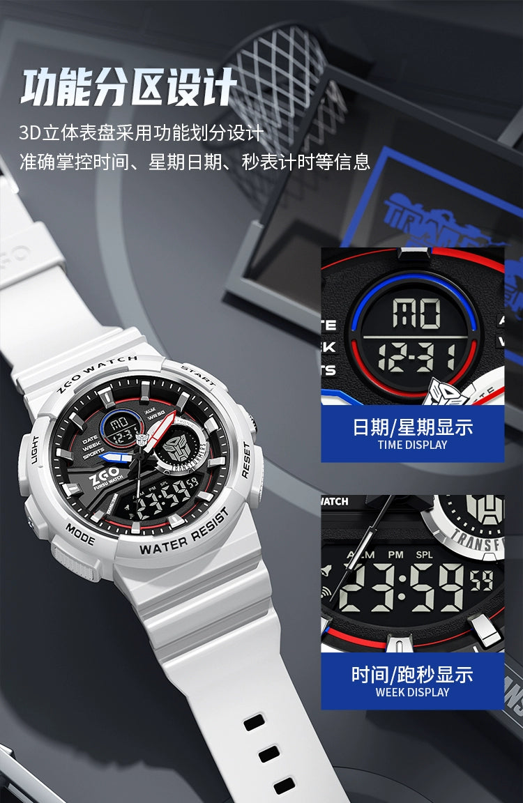 Transformers Sports Watch Stainless Steel 50M Waterproof Glow in the Dark