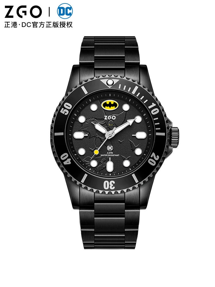 Batman Stainless Steel Quartz Sports Watch 50M Waterproof Glow in the Dark