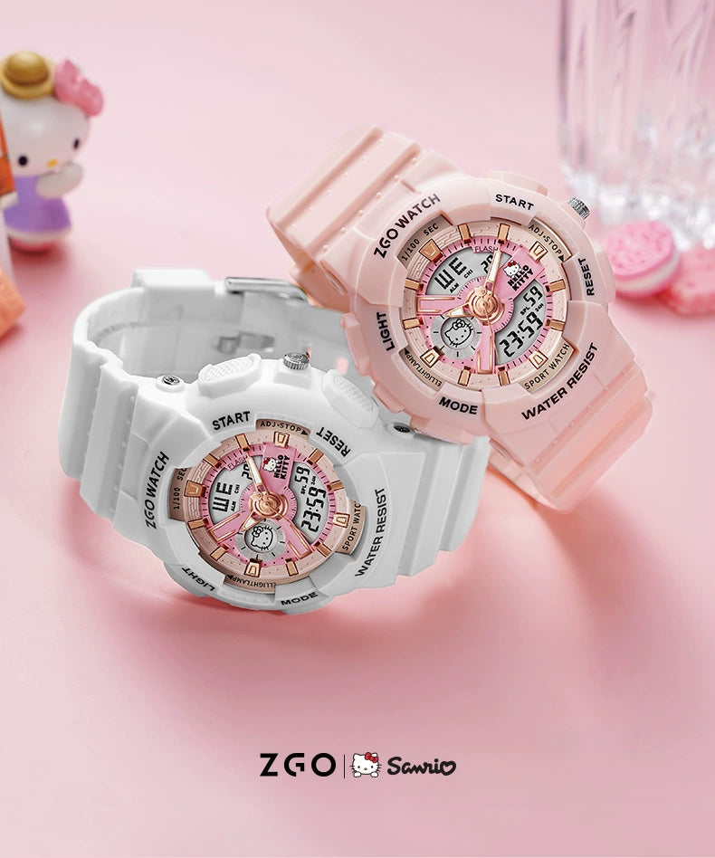 Hello Kitty Pink Sports Electric Watch 50M Waterproof Glow in the Dark