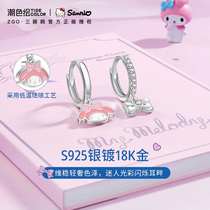 My Melody Cloud Letter Bow Cherry Pearl 925 Sterling Silver 6pcs Earrings Set